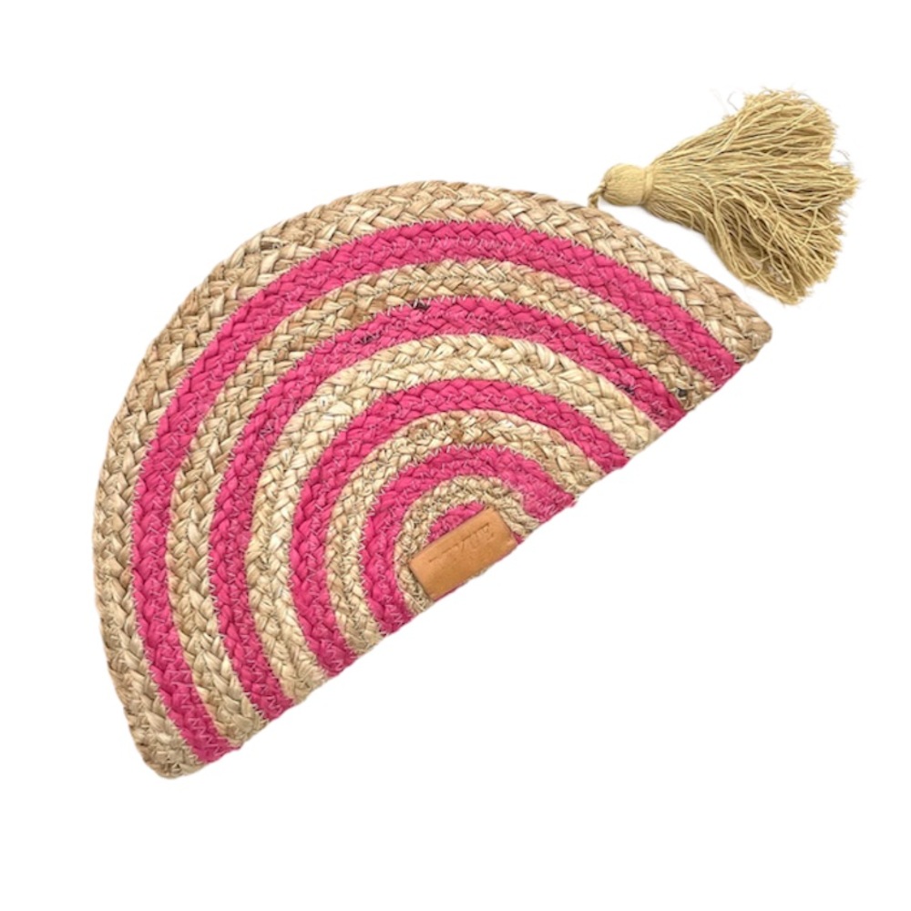 NWT The Summer Staple: Kelly Crescent Burlap / Pouch Bag Clutch Pink